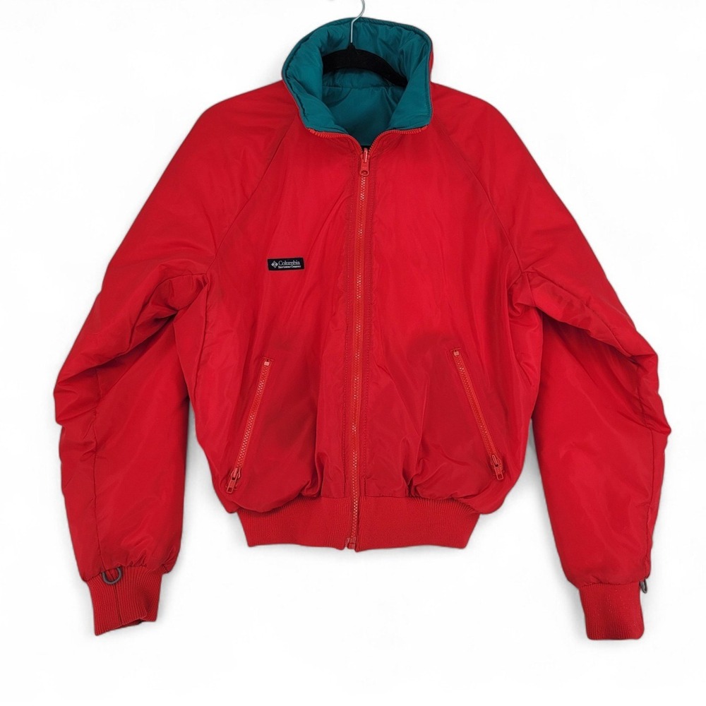 Vintage Columbia Red Reversible Puffer‎ Bomber Jacket Men M 80s 90s Thinsulate